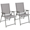 image:imageGiantex Patio Folding Chairs Set of 2 Portable Outdoor Dining Chairs with Rustproof Metal Frame for Lawn Front Porch Deck Garden Backyard Camping WhiteGrey