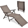 image:imageGiantex Patio Lounge Chair Foldable Chaise Lounger Outdoor Sunbathing Chair W 5Position Backrest 2Position Footrest Steel Frame Portable Recliner for Yard Lawn Tanning Pool Chairs 1 BrownBrown