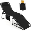 image:imageGiantex Patio Lounge Chairs for Outside  Folding Tanning Chair wHeadrest 4 Adjustable Positions Side Pocket Outdoor Chaise Lounge for Camping Pool Sunbathing Beach Chair PinkBlack