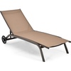 image:imageGiantex Patio Lounge Chairs for Pool Area Outdoor Chaise Lounger with 6 Adjustable Position Smooth Wheels and QuickDrying Fabric Lawn Recliner for Backyard Garden Sunbathing Chair 1 GrayBrown