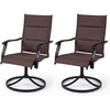 image:imageGiantex Patio Swivel Chairs Set of 2 Outdoor Dining Chairs wPadded Seat amp High Back Curved Armrests HeavyDuty Metal Frame for Garden Lawn Backyard Poolside PorchBrown