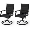 image:imageGiantex Patio Swivel Chairs Set of 2 Outdoor Dining Chairs wPadded Seat amp High Back Curved Armrests HeavyDuty Metal Frame for Garden Lawn Backyard Poolside PorchBlack