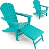 image:imageGiantex Set of 2 Adirondack Chair Weather Resistant HDPE Outdoor Fire Pit Chairs WRetractable Ottoman 330LBS Weight Capacity for Backyard Poolside Garden Lawn Patio Lounge Chair 2 CoffeeTurquoise