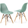 image:imageGiantex Set of 4 Modern Dining Chairs Outdoor Indoor Shell PP Lounge Side Chairs with Mesh Design Beech Wood Legs Tulip Leisure Chairs DSW Dining Chairs for Kitchen Dining Room WhiteGreen