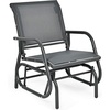 image:imageGiantex Swing Glider Chair WStudy Metal Frame Comfortable Patio Chair LoveSeat for Garden Porch Backyard Poolside Lawn Outdoor Rocking Chair 1 BrownGrey