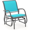 image:imageGiantex Swing Glider Chair WStudy Metal Frame Comfortable Patio Chair LoveSeat for Garden Porch Backyard Poolside Lawn Outdoor Rocking Chair 1 BrownTurquoise