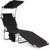 image:imageGiantex Tanning Chair Patio Chaise Lounge Chair with 5 Adjustable Position Shade Canopy Storage Pocket Camping Cot Outdoor Sunbathing Recliner for Poolside Lawn Folding Beach Chairs2 BlackBlack