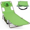 image:imageGiantex Tanning Chair with Face Hole Folding Beach Lounge Chair w 5Position Adjustable Backrest Storage Pocket Removable Cushion Outdoor Sunbathing Chair for Pool Camping 1GreenGreen