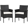 image:imagePatio Chairs Set of 2 All Weather Rattan Wicker Dining Chairs with Soft Removable Cushions Armrest Outdoor Dining Chairs for Garden Pool Backyard Lawn Porch Black