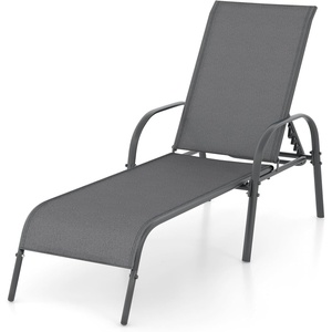 image:imageGiantex 2 Pack Patio Lounge Chair Outdoor Chaise Lounge with 5 Adjustable Backrest Sturdy Steel Frame Sunbathing Recliner Tanning Chair for Beach Outside Yard Balcony Pool Chairs 2TurquoiseDark Gray
