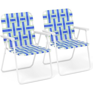 image:imageGiantex 2Pack Beach Chairs for Adults Camping Chair with Steel Frame Webbing Design Lightweight Folding Directors Chair for Outdoor Patio Fishing Yard Poolside Lawn RedBlue