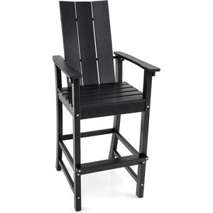 image:imageGiantex 52 Tall Adirondack Chair Set of 4 HDPE Outdoor Bar Stool with Ergonomic Backrest Armrests Footrest Fire Pit Chair All Weather Patio Bistro Chair for Yard Garden Lawn Chair TurquoiseBlack