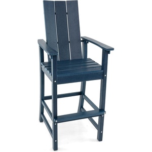 image:imageGiantex 52 Tall Adirondack Chair Set of 4 HDPE Outdoor Bar Stool with Ergonomic Backrest Armrests Footrest Fire Pit Chair All Weather Patio Bistro Chair for Yard Garden Lawn Chair TurquoiseNavy