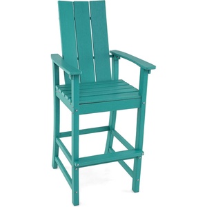 image:imageGiantex 52 Tall Adirondack Chair Set of 4 HDPE Outdoor Bar Stool with Ergonomic Backrest Armrests Footrest Fire Pit Chair All Weather Patio Bistro Chair for Yard Garden Lawn Chair TurquoiseTurquoise