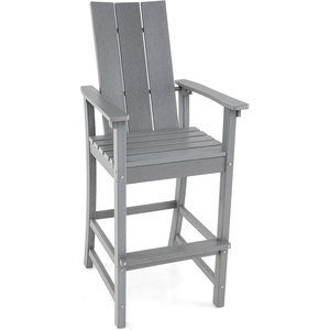 image:imageGiantex 52 Tall Adirondack Chair Set of 4 HDPE Outdoor Bar Stool with Ergonomic Backrest Armrests Footrest Fire Pit Chair All Weather Patio Bistro Chair for Yard Garden Lawn Chair TurquoiseGrey