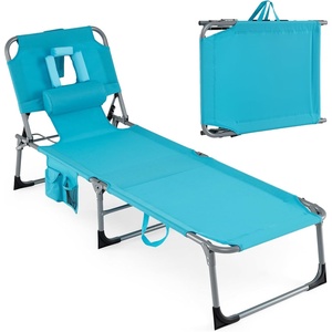image:imageGiantex Face Down Tanning Chair Folding Beach Lounge Chair w 4Position Adjustable Backrest Outdoor Sunbathing Lounge Chair wFace Arm Holes amp Storage Pocket for Patio Deck Poolside 1 NavyTurquoise