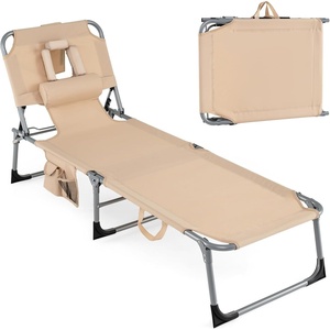 image:imageGiantex Face Down Tanning Chair Folding Beach Lounge Chair w 4Position Adjustable Backrest Outdoor Sunbathing Lounge Chair wFace Arm Holes amp Storage Pocket for Patio Deck Poolside 1 NavySand