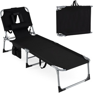 image:imageGiantex Face Down Tanning Chair Folding Beach Lounge Chair w 4Position Adjustable Backrest Outdoor Sunbathing Lounge Chair wFace Arm Holes amp Storage Pocket for Patio Deck Poolside 1 NavyBlack