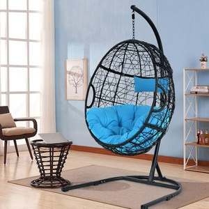image:imageGiantex Hanging Egg Chair Swing Chair with CHammock Stand Set Hammock Chair with Soft Seat Cushion amp Pillow Multifunctional Hanging Chairs for Outdoor Indoor Bedroom RedBlue
