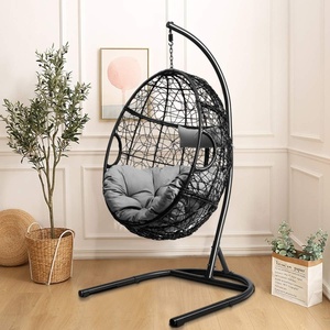 image:imageGiantex Hanging Egg Chair Swing Chair with CHammock Stand Set Hammock Chair with Soft Seat Cushion amp Pillow Multifunctional Hanging Chairs for Outdoor Indoor Bedroom RedGrey