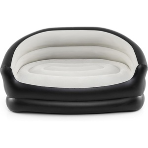 image:imageGiantex Inflatable Loveseat Couch Portable amp Foldable 2Seater Air Sofa for Adults wArmrests Blow Up Lounge Chair Outdoor Indoor Flocked Recliner for Camping Travel Without Pump BlackGrey2Blackgrey