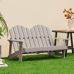 image:imageGiantex Kids Adirondack Chair 2Seat  Childrens Outdoor Chair with High Backrest Arm Rest 300 Lbs Capacity Wood Double Loveseat Porch Chair for Yard Poolside 1 Khaki GreyKhaki Grey