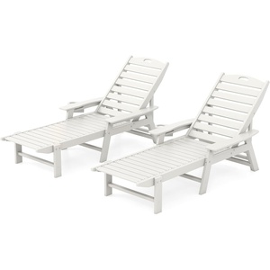 image:imageGiantex Lounge Chair Outdoor Oversized Chaise Lounge Chair with 4Position Backrest Rotatory Cup Holder Weatherproof HDPE Patio Lounge Chair for Outside Garden Deck Poolside Backyard White 12