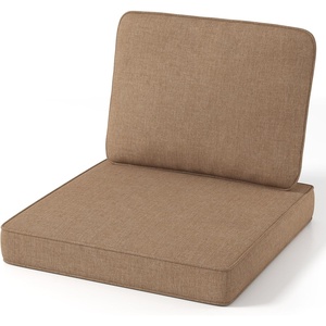 image:imageGiantex Outdoor Chair Cushion for Patio Furniture 24x24 Deep Seat amp 23x18 Backrest Pillow Waterproof amp Fade Resistant Removable Cover Outside Sofa Chair Replacement Cushion TanTan