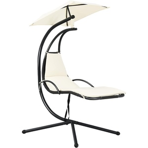 image:imageGiantex Outdoor Hanging Chaise Lounge Chair Patio Hammock Chair with Removable Canopy Cushion amp Antitoppling Rope Hanging Arc Chaise Hammock for Patio Poolside Backyard Garden Porch OrangeBeige