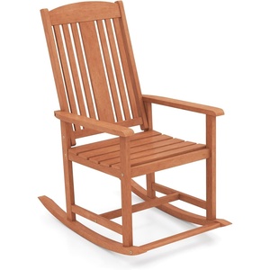 image:imageGiantex Outdoor Rocking Chair High Back Patio Rocker wArmrests Hardwood Lounge Rocking Chair with Smooth Rocking Base amp Slatted Design Wood Porch Rocker for Backyard Poolside 1 Natural1