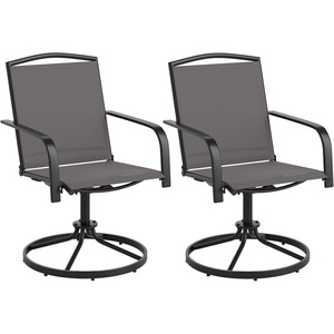 image:imageGiantex Outdoor Swivel Chairs Set of 2 All Weather 360 Patio Rockers with High Backrest Breathable Seat HeavyDuty Round Metal Base Patio Dining Chairs for Porch Garden Lawn Poolside BlackGrey