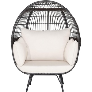image:imageGiantex Oversized Wicker Egg Chair Outdoor amp Indoor Hammock Chair with Thick Cushions 2Person PE Rattan Lounge Chair Swing Chair for Patio BackyardPorch 450 LBS Weight Capacity Mix BrownMix Brown