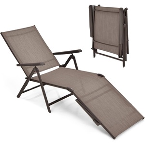 image:imageGiantex Patio Lounge Chair Foldable Chaise Lounger Outdoor Sunbathing Chair W 5Position Backrest 2Position Footrest Steel Frame Portable Recliner for Yard Lawn Tanning Pool Chairs 1 BrownBrown