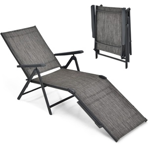 image:imageGiantex Patio Lounge Chair Foldable Chaise Lounger Outdoor Sunbathing Chair W 5Position Backrest 2Position Footrest Steel Frame Portable Recliner for Yard Lawn Tanning Pool Chairs 1 BrownGrey