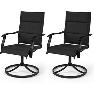 image:imageGiantex Patio Swivel Chairs Set of 2 Outdoor Dining Chairs wPadded Seat amp High Back Curved Armrests HeavyDuty Metal Frame for Garden Lawn Backyard Poolside PorchBlack