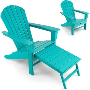 image:imageGiantex Set of 2 Adirondack Chair Weather Resistant HDPE Outdoor Fire Pit Chairs WRetractable Ottoman 330LBS Weight Capacity for Backyard Poolside Garden Lawn Patio Lounge Chair 2 CoffeeTurquoise