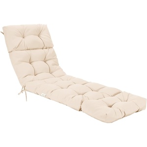 image:imageGiantex Set of 4 Lounge Chair Cushion Outdoor Padded Cushion with String Ties Patio Recliner Chaise Lounge Pads Replacement for Garden Poolside 73X22X4 Inch Thick Indoor Floor Cushion GreyBeige