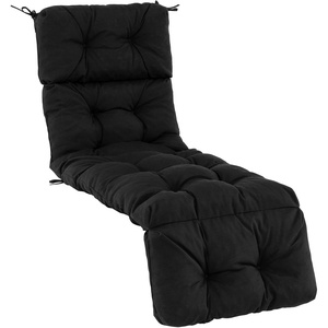image:imageGiantex Set of 4 Lounge Chair Cushion Outdoor Padded Cushion with String Ties Patio Recliner Chaise Lounge Pads Replacement for Garden Poolside 73X22X4 Inch Thick Indoor Floor Cushion GreyBlack