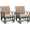 image:imageGiantex 2Pack Outdoor Glider Patio Rocking Chair with Thick Cushion Sturdy Metal Frame Curved Armrest Ergonomic Design SinglePerson Glider Chair for Garden Yard Porch Rocker BeigeBeige