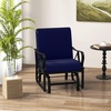 image:imageGiantex 2Pack Outdoor Glider Patio Rocking Chair with Thick Cushion Sturdy Metal Frame Curved Armrest Ergonomic Design SinglePerson Glider Chair for Garden Yard Porch Rocker BeigeNavy