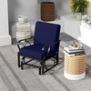 image:imageGiantex 2Pack Outdoor Glider Patio Rocking Chair with Thick Cushion Sturdy Metal Frame Curved Armrest Ergonomic Design SinglePerson Glider Chair for Garden Yard Porch Rocker BeigeNavy