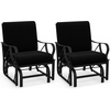 image:imageGiantex 2Pack Outdoor Glider Patio Rocking Chair with Thick Cushion Sturdy Metal Frame Curved Armrest Ergonomic Design SinglePerson Glider Chair for Garden Yard Porch Rocker BeigeBlack