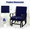 image:imageGiantex 2Pack Outdoor Glider Patio Rocking Chair with Thick Cushion Sturdy Metal Frame Curved Armrest Ergonomic Design SinglePerson Glider Chair for Garden Yard Porch Rocker BeigeNavy