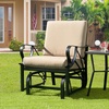 image:imageGiantex 2Pack Outdoor Glider Patio Rocking Chair with Thick Cushion Sturdy Metal Frame Curved Armrest Ergonomic Design SinglePerson Glider Chair for Garden Yard Porch Rocker BeigeBeige