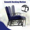 image:imageGiantex 2Pack Outdoor Glider Patio Rocking Chair with Thick Cushion Sturdy Metal Frame Curved Armrest Ergonomic Design SinglePerson Glider Chair for Garden Yard Porch Rocker BeigeNavy