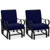 image:imageGiantex 2Pack Outdoor Glider Patio Rocking Chair with Thick Cushion Sturdy Metal Frame Curved Armrest Ergonomic Design SinglePerson Glider Chair for Garden Yard Porch Rocker BeigeNavy
