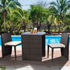 image:imageGiantex 3 PCS Cushioned Outdoor Wicker Patio Set Convention Bistro Set Garden Lawn Space Saving Conversation Sofa Furniture No Assembly BrownBrown