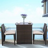 image:imageGiantex 3 PCS Cushioned Outdoor Wicker Patio Set Convention Bistro Set Garden Lawn Space Saving Conversation Sofa Furniture No Assembly BrownBrown