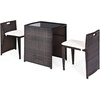 image:imageGiantex 3 PCS Cushioned Outdoor Wicker Patio Set Convention Bistro Set Garden Lawn Space Saving Conversation Sofa Furniture No Assembly BrownLight Brown