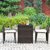 image:imageGiantex 3 PCS Cushioned Outdoor Wicker Patio Set Convention Bistro Set Garden Lawn Space Saving Conversation Sofa Furniture No Assembly BrownLight Brown